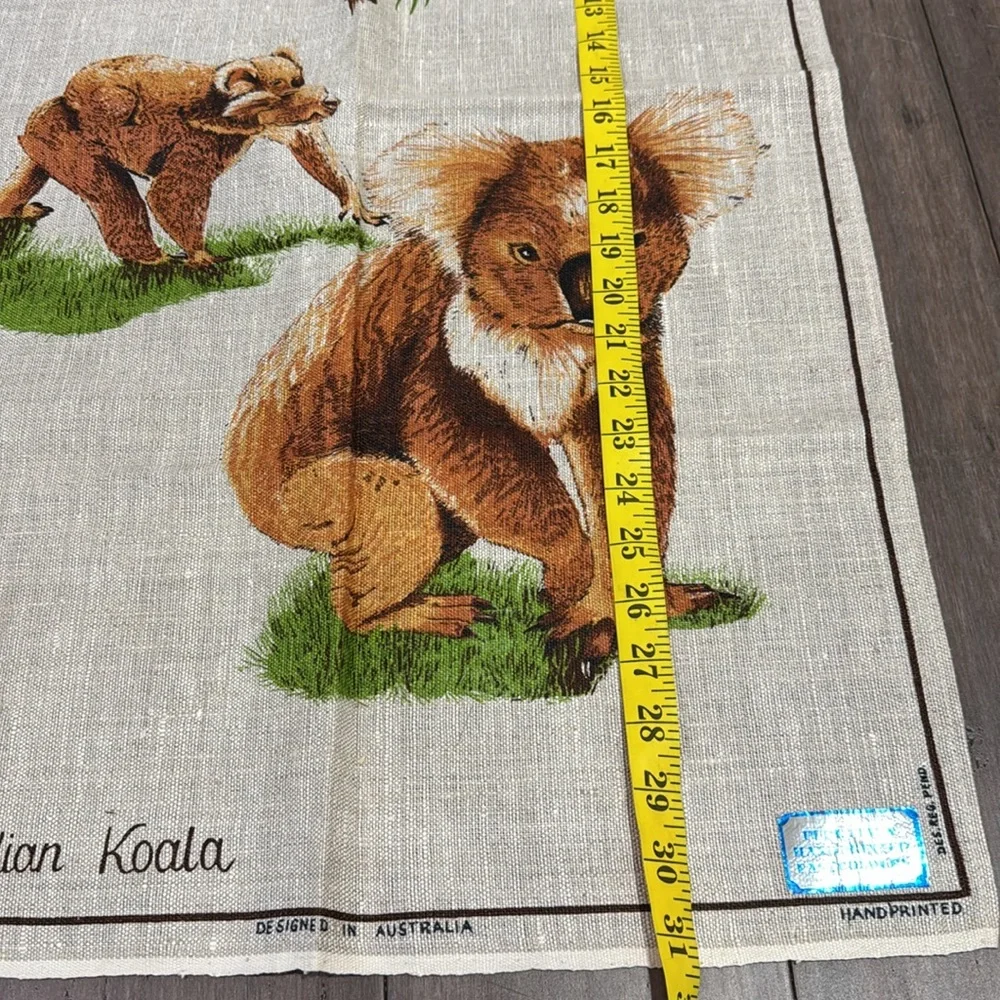 Australian‎ Koala Pure Linen Fabric vintage tea towel